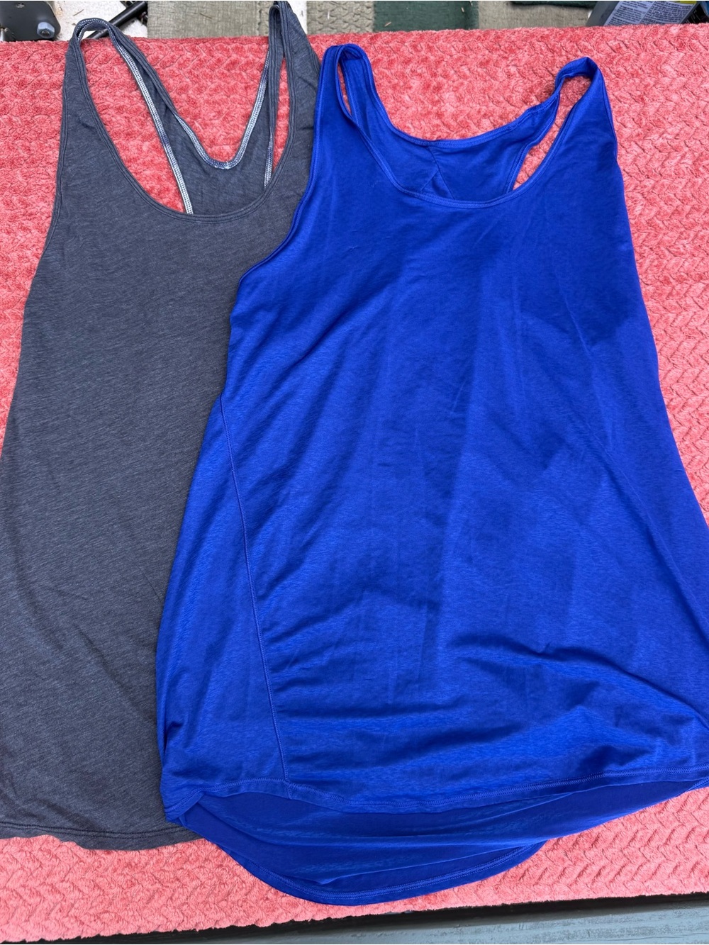 2 lululemon athletica Blue and Charcoal Racerback Tank Tops size 6